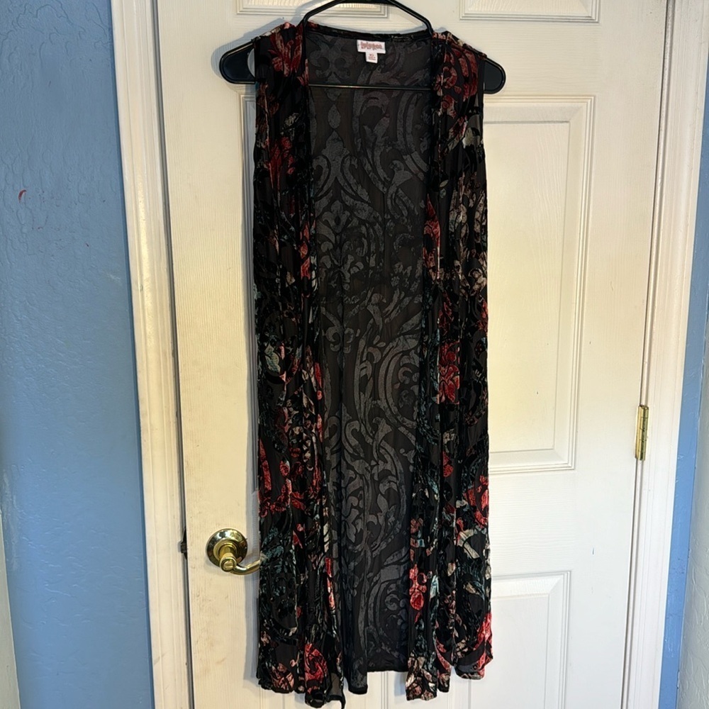 LulaRoe crushed velvet floral side split kimono REN FEST dark romantic gothic